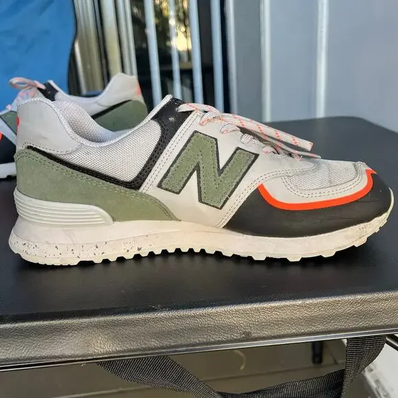 New Balance Suede 574 All-Terrain Sneakers Men's 8.5  Sz Women's 10 Green Shoes - Picture 2 of 13